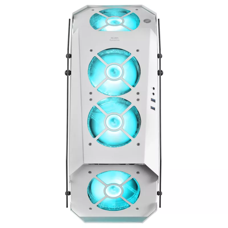 Mars Gaming MC51W biały PC Gaming ATX Double Tempered Glass Case 5x RGB 12cm Fan