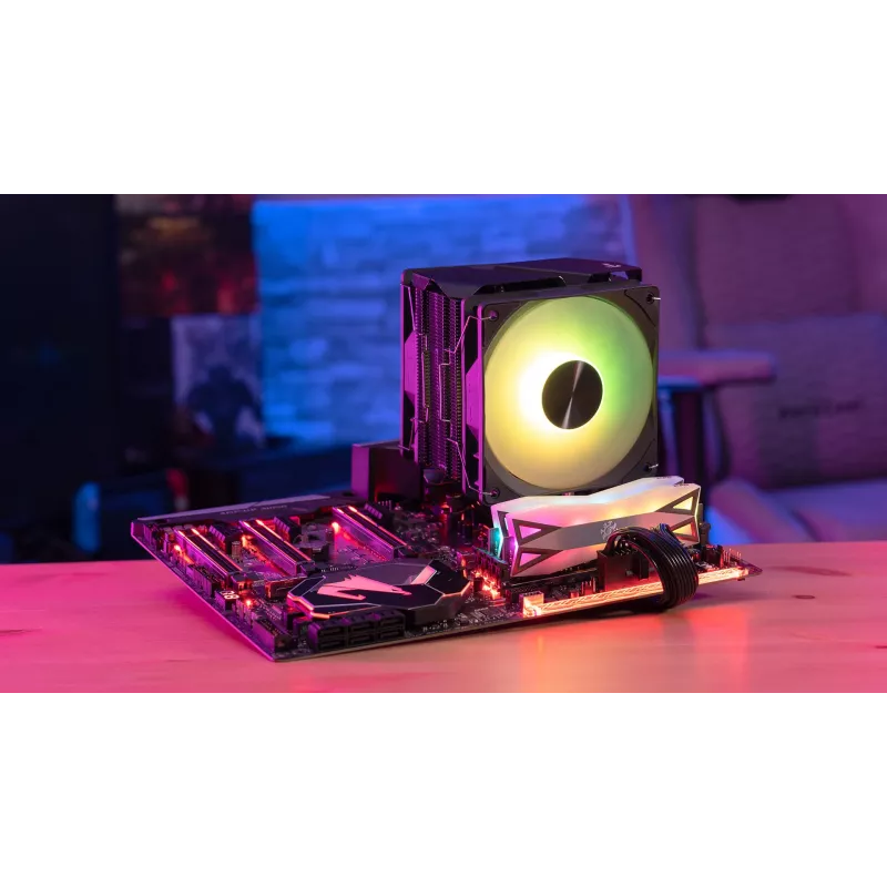 Aerocool Rime 4 Dual chłodzenie procesora powietrzne 12 cm czarne 1 szt.