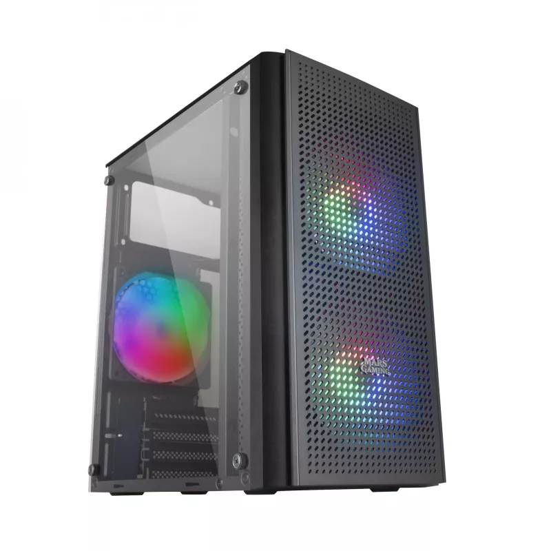 Mars Gaming MC300 Micro ATX Obudowa PC ze szkłem hartowanym 3x wentylator FRGB Czarna