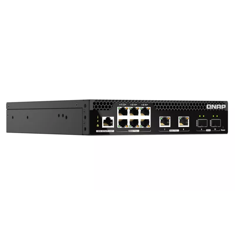 QNAP QSW-M2106PR-2S2T przełącznik sieciowy Zarządzalny L2 10G Ethernet (100/1000/10000) Power over Ethernet (PoE) 1U Czarny
