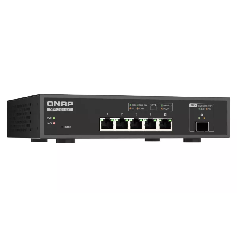 QNAP QSW-L3205-1C4T 4 zarządzalny 10G Ethernet (100/1000/10000) Desktop Czarny
