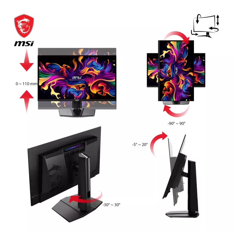 MSI MPG 271QRXDE QD-OLED monitor komputerowy 67,3 cm (26,5 cala) 2560 x 1440 pikseli Wide Quad HD Czarny