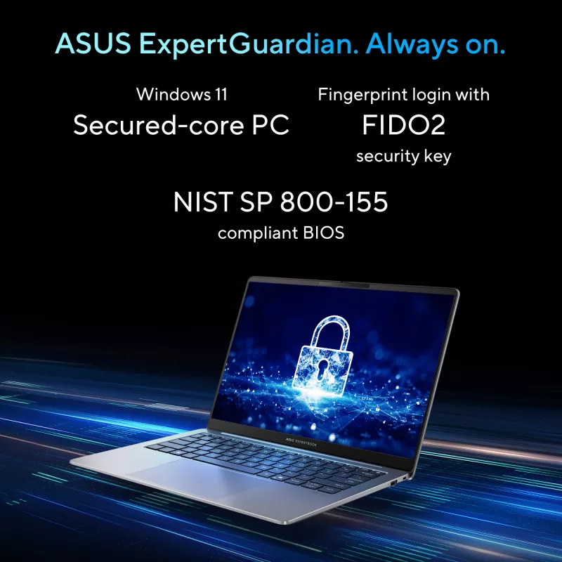 ASUS ExpertBook P5 P5405CSA-NZ0195X Intel Core Ultra 7 258V Laptop 35.6 cm (14 cali) WQXGA 32 GB LPDDR5x-SDRAM 1 TB SSD Wi-Fi 6E (802.11ax) Windows 11 Pro US International Szary