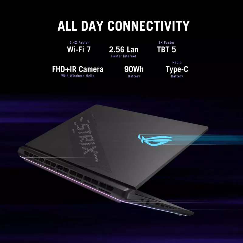 ASUS ROG Strix SCAR 18 G835LW-SA038W Intel Core Ultra 9 275HX Laptop 45,7 cm (18 cali) WQXGA 64 GB DDR5-SDRAM 2 TB SSD NVIDIA GeForce RTX 5080 Wi-Fi 7 (802.11be) Windows 11 Home Czarny