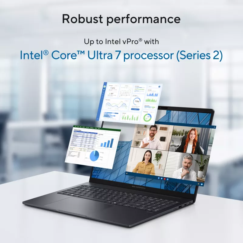 ASUS ExpertBook B3 B3605CCA-MB0370X Intel Core Ultra 5 225H Laptop 40,6 cm (16″) WUXGA 16 GB DDR5-SDRAM 512 GB SSD Wi-Fi 6E (802.11ax) Windows 11 Pro US International Czarny, Szary