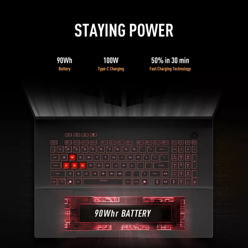 ASUS TUF Gaming A18 FA808UH-S8076W AMD Ryzen™ 7 260 Laptop 45.7 cm (18 cali) Full HD+ 16 GB DDR5-SDRAM 512 GB SSD NVIDIA® GeForce RTX™ 5050 Wi-Fi 6E (802.11ax) Windows 11 Home Dutch szary