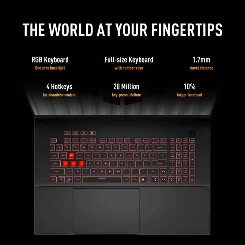ASUS TUF Gaming A18 FA808UH-S8076W AMD Ryzen™ 7 260 Laptop 45.7 cm (18 cali) Full HD+ 16 GB DDR5-SDRAM 512 GB SSD NVIDIA® GeForce RTX™ 5050 Wi-Fi 6E (802.11ax) Windows 11 Home Dutch szary