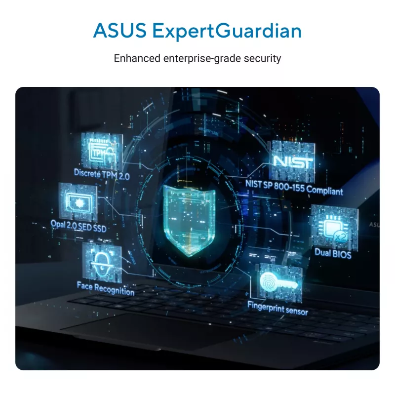ASUS ExpertBook B5 B5405CCA-LY0021X Intel Core Ultra 7 255H Laptop 35.6 cm (14 inch) WUXGA 32 GB DDR5-SDRAM 1 TB SSD Wi-Fi 7 (802.11be) Windows 11 Pro US International Czarny