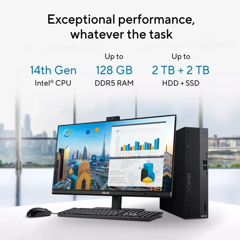 ASUS ExpertCenter D7 SFF D701SER-714700311X Intel® Core™ i7 i7-14700 16 GB DDR5-SDRAM 1 TB SSD Windows 11 Pro PC Czarny