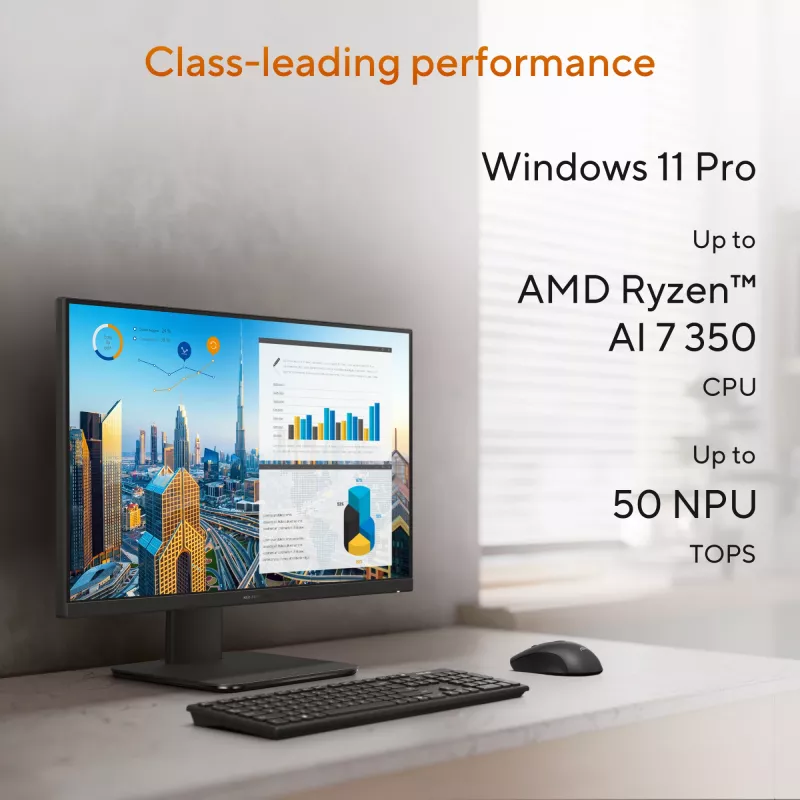 ASUS ExpertCenter P600 AiO PM670KA-BPE011X Copilot+ PC AMD Ryzen™ AI 7 350 68,6 cm (27 cali) 1920 x 1080 pikseli Komputer All-in-One 16 GB DDR5-SDRAM 512 GB SSD Windows 11 Pro Wi-Fi 6 (802.11ax) Czarny
