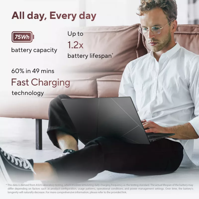 ASUS Zenbook 14 OLED UM3406GA-QD031W Copilot+ PC AMD Ryzen™ AI 7 445 Laptop 35.6 cm (14 cali) WUXGA 32 GB LPDDR5x-SDRAM 1 TB SSD Wi-Fi 6E (802.11ax) Windows 11 Home Holenderski Czarny