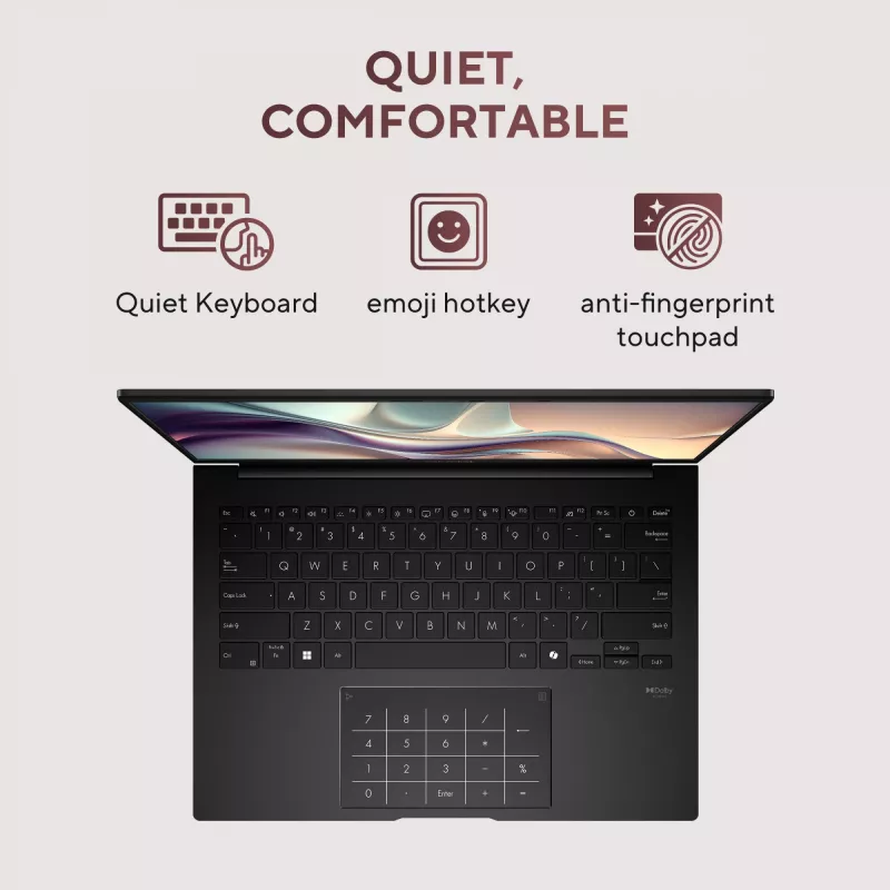 ASUS Zenbook 14 OLED UM3406GA-QD031W Copilot+ PC AMD Ryzen™ AI 7 445 Laptop 35.6 cm (14 cali) WUXGA 32 GB LPDDR5x-SDRAM 1 TB SSD Wi-Fi 6E (802.11ax) Windows 11 Home Holenderski Czarny