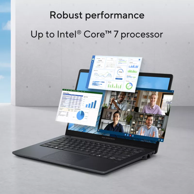 ASUS ExpertBook B1 B1403CVA-S68351X Intel Core 7 150U Laptop 35,6 cm (14 cali) Full HD 32 GB DDR5-SDRAM 1 TB SSD Wi-Fi 6E (802.11ax) Windows 11 Pro US International Szary