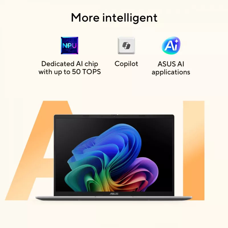 ASUS Vivobook 14 M1407GA-LY012W Copilot+ PC AMD Ryzen™ AI 7 445 Laptop 35.6 cm (14 cali) WUXGA 16 GB DDR5-SDRAM 512 GB SSD Wi-Fi 6 (802.11ax) Windows 11 Home Holenderski Srebrny