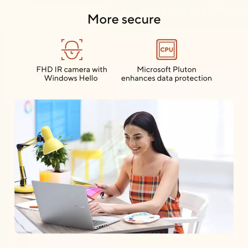 ASUS Vivobook 14 M1407GA-LY012W Copilot+ PC AMD Ryzen™ AI 7 445 Laptop 35.6 cm (14 cali) WUXGA 16 GB DDR5-SDRAM 512 GB SSD Wi-Fi 6 (802.11ax) Windows 11 Home Holenderski Srebrny
