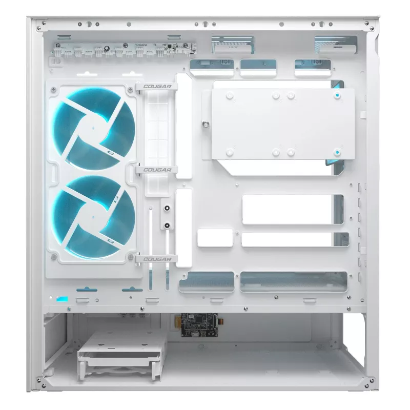 COUGAR CFV235 Vision midi tower PC case — ARGB, 9.16 cala (23.3 cm) LCD, szkło hartowane, biały, obsługuje ATX/Micro-ITX, 2x3.5 cala + 2x2.5 cala