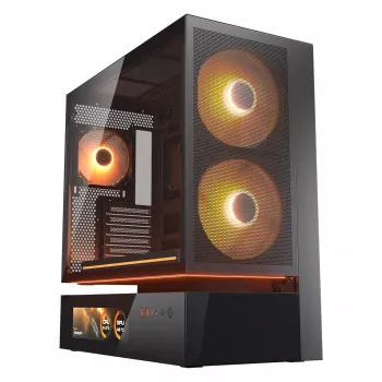 COUGAR PC Midi Tower Case CFV235 Vision — ARGB, 9,16 cala (23,3 cm) LCD 1920×462, Mesh, Przód 2×160 mm, Tył 1×120 mm, Czarny