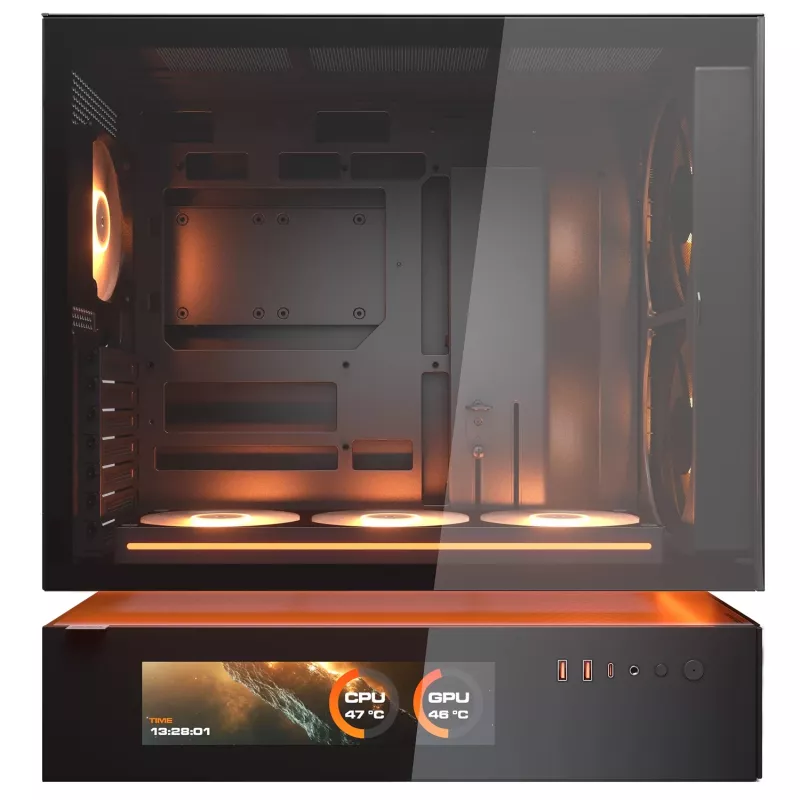 COUGAR PC Midi Tower Case CFV235 Vision — ARGB, 9,16 cala (23,3 cm) LCD 1920×462, Mesh, Przód 2×160 mm, Tył 1×120 mm, Czarny