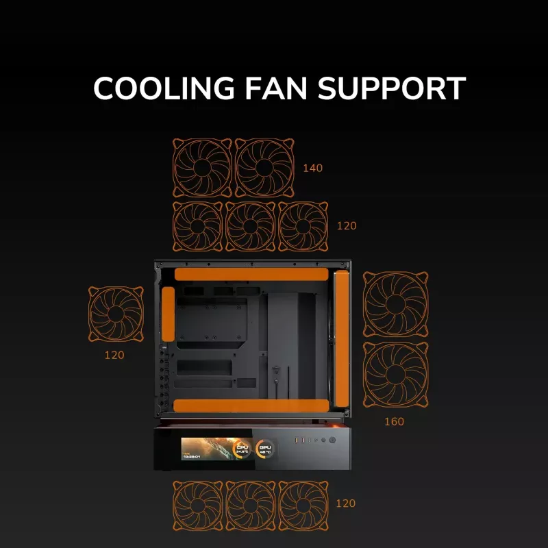 COUGAR PC Midi Tower Case CFV235 Vision — ARGB, 9,16 cala (23,3 cm) LCD 1920×462, Mesh, Przód 2×160 mm, Tył 1×120 mm, Czarny