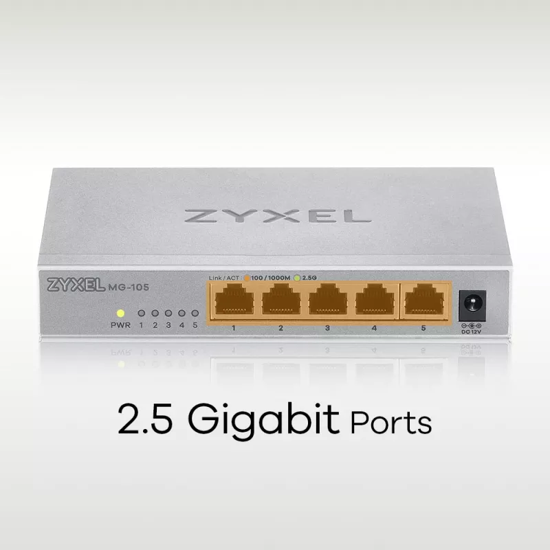 Zyxel MG-105 Niezarządzalny 2.5G Ethernet (100/1000/2500) Stal
