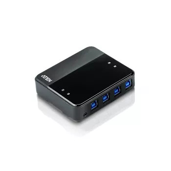 ATEN 4-portowe urządzenie do współdzielenia urządzeń peryferyjnych USB 3.0, 5 Gbit/s, Micro-USB Type-B, czarny, tworzywo sztuczne, 0 - 40 °C, -20 - 60 °C