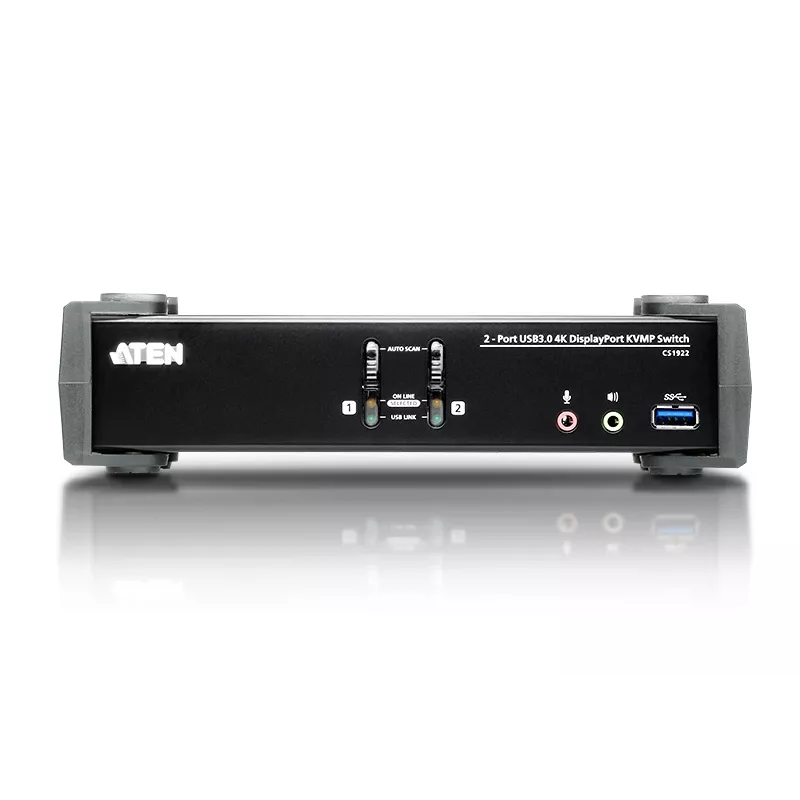 ATEN 2-Portowy przełącznik KVMP™ USB 3.1 Gen 1 4K DisplayPort 1.2 z dźwiękiem (przewody KVM w zestawie)