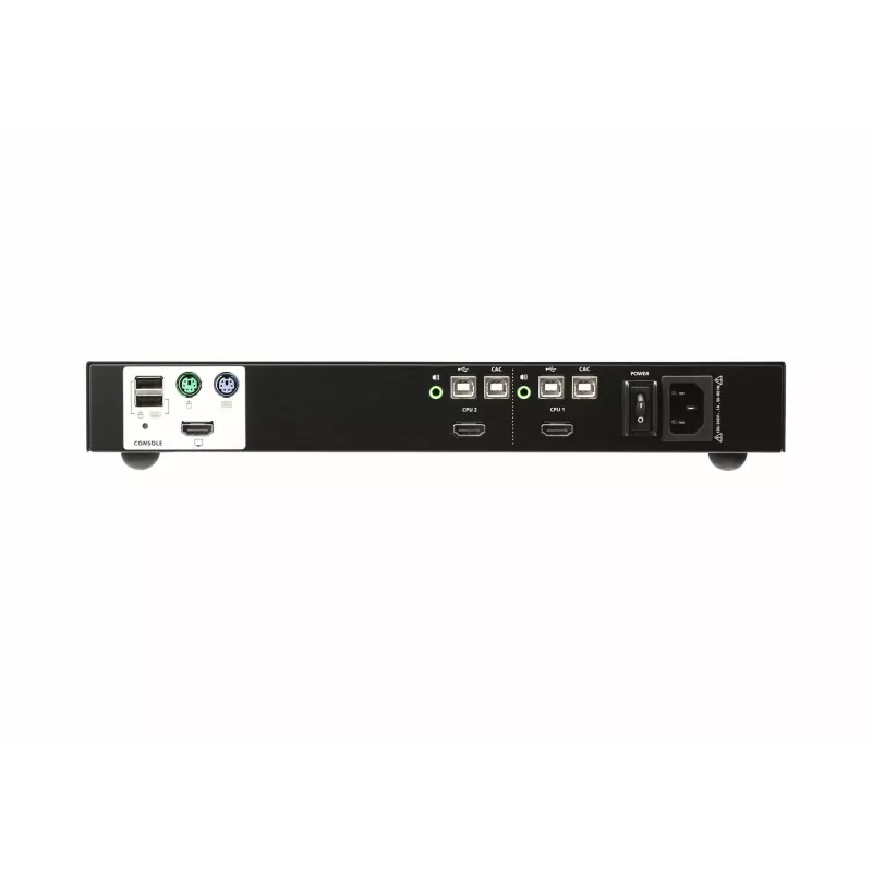 ATEN 2-portowy bezpieczny przełącznik KVM USB HDMI, 3840 x 2160 pikseli, 4K Ultra HD, montaż w szafie rack, 2,4 W, 1U, czarny