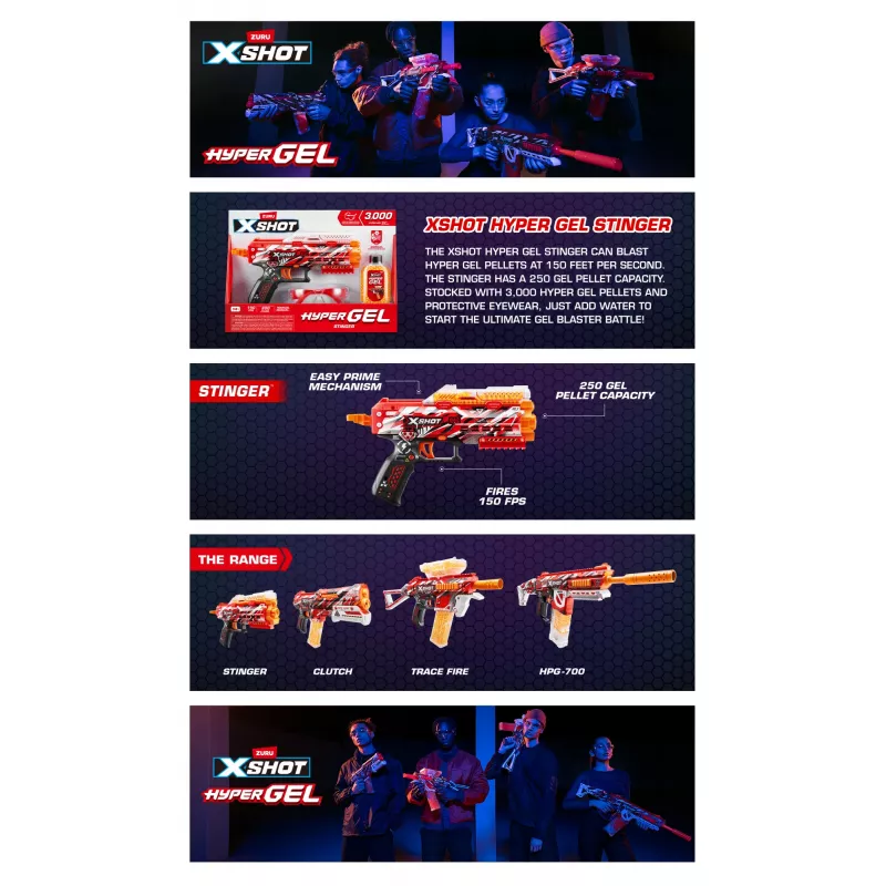 XSHOT Hyper Gel Stinger Blaster (3 000 kulek Hyper Gel) ZURU
