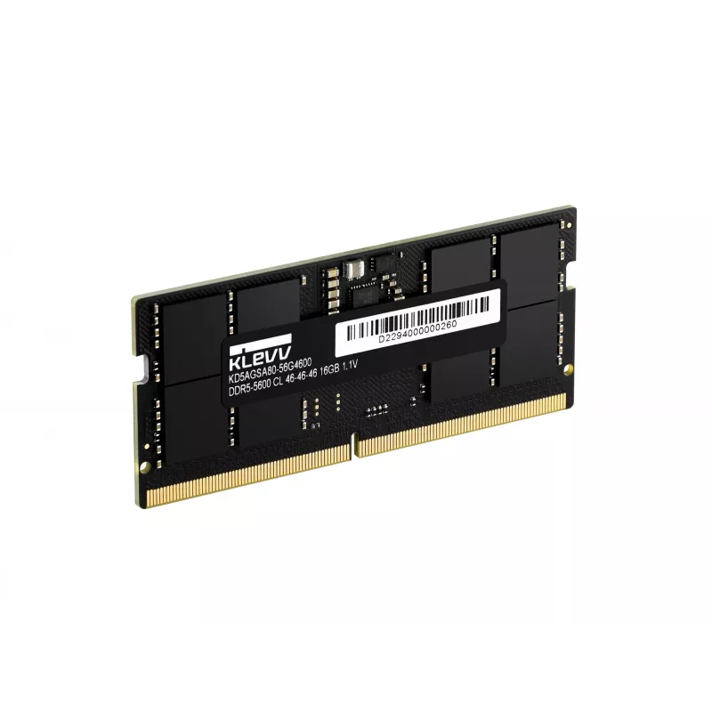 Klevv 16GB LAPTOP RAM MODULE DDR5 5600MT/s PC5-44800 UNBUFFERED NON-ECC SODIMM 1.1V 2GX8 CL46