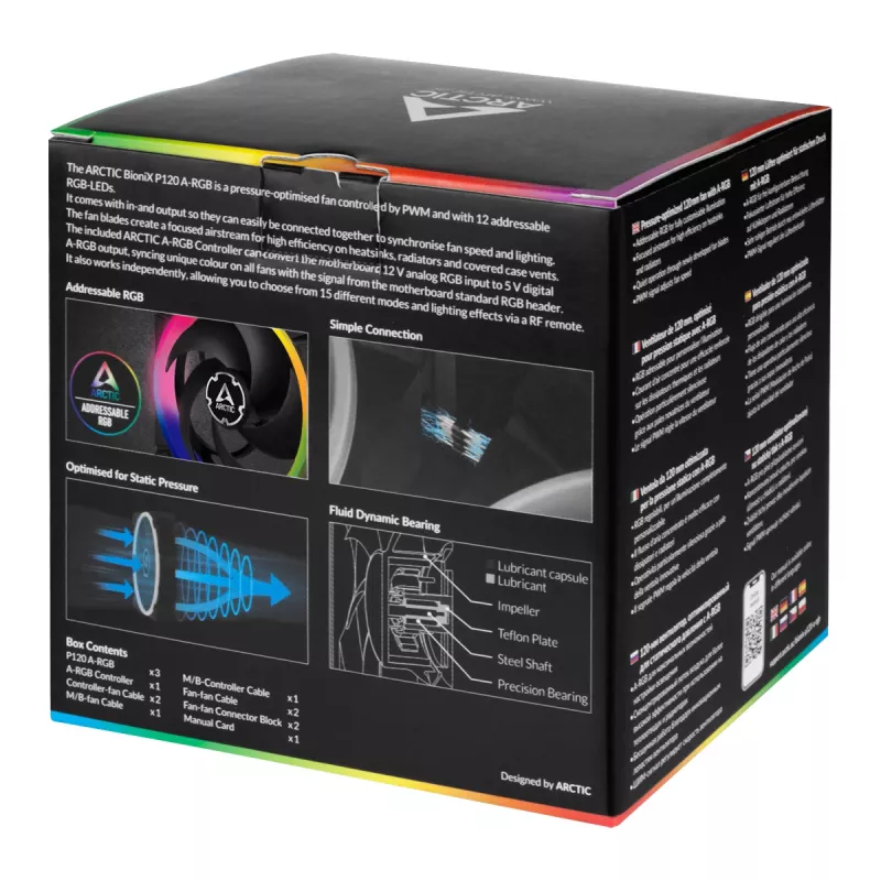 ARCTIC BioniX P120 A-RGB 120 mm wentylator obudowy, 3-pak, czarny
