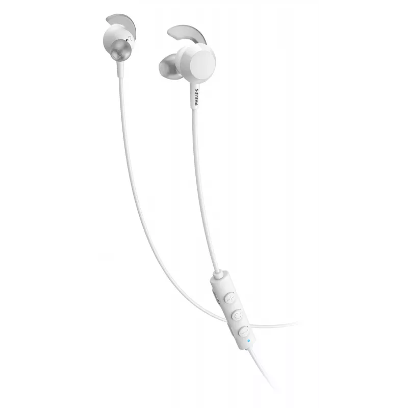 Bezprzewodowy zestaw słuchawkowy douszny Philips TAE4205WT/00 — Bluetooth, rozmowy i muzyka, 20–20000 Hz, zasięg 10 m, biały, 16 g