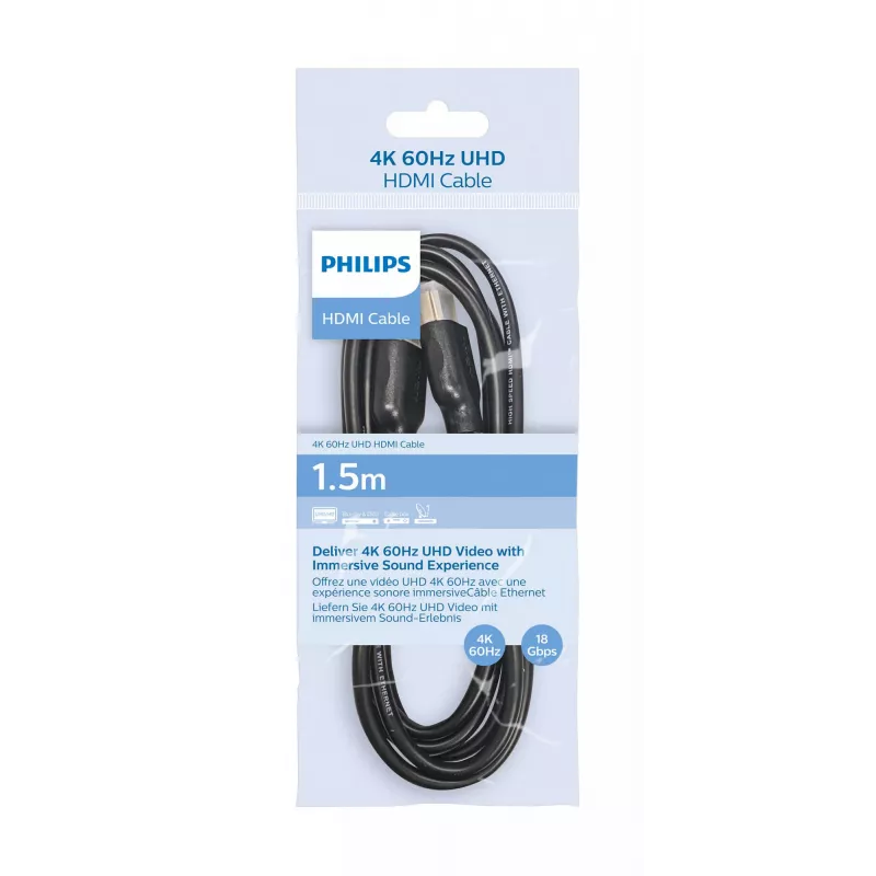 Kabel HDMI Philips SWV5510/00 1,5 m Typ A Męski 18 Gbit/s Czarny