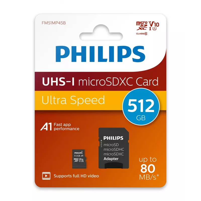 Philips FM51MP45B/00 karta pamięci 512 GB MicroSDHC UHS-I Class 10
