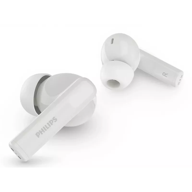 Bezprzewodowy zestaw słuchawkowy douszny Philips TAT2520WT/00 — Bluetooth, do połączeń i muzyki, 20–20000 Hz, zasięg 10 m, biały, 40 g