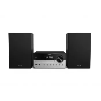Mikrowieża Philips TAM4205M2/12 — 80 W RMS, głośniki 2-drożne, Bluetooth, FM, wyświetlacz LED, ładowanie tacowe płyt (Czarny/Srebrny)