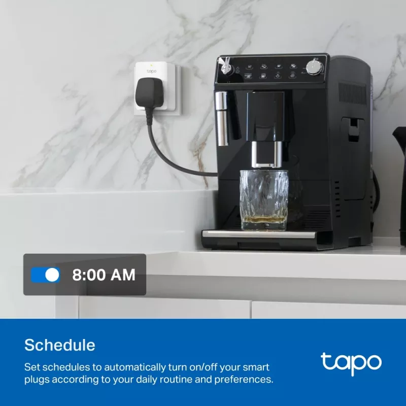 Smart plug TP‑Link Tapo Mini P110M — Wi‑Fi/Bluetooth wewnętrzne gniazdko inteligentne, 16 A, 100–240 V, 3680 W, biały