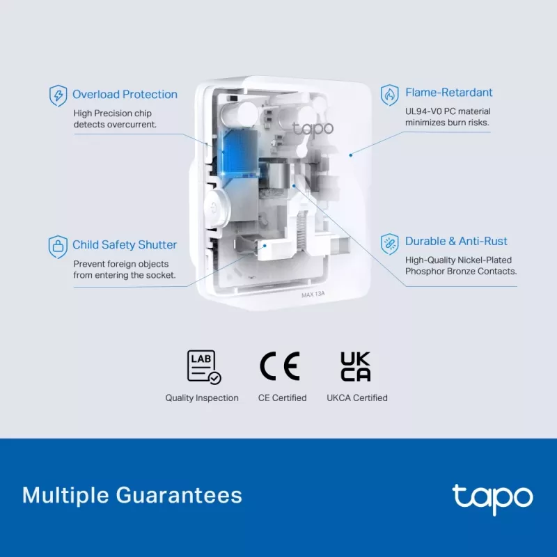 Smart plug TP‑Link Tapo Mini P110M — Wi‑Fi/Bluetooth wewnętrzne gniazdko inteligentne, 16 A, 100–240 V, 3680 W, biały