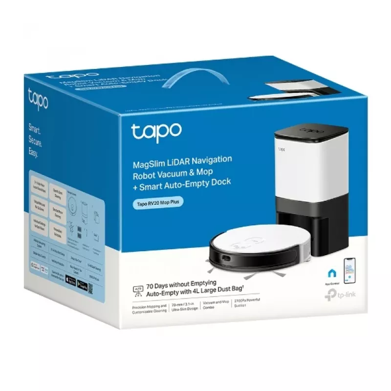 TP-Link Tapo RV20 Mop Plus 0,35 L Czarny, Biały