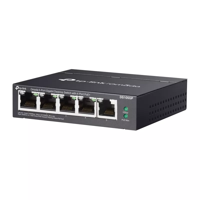 TP-Link Omada DS105GP przełącznik sieciowy Niezarządzalny Gigabit Ethernet (10/100/1000) Power over Ethernet (PoE) Czarny