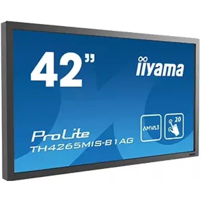 Monitor komputerowy IIYAMA ProLite TH4265MIS-B1AG, 42 cale (106,7 cm), Full HD 1920×1080, ekran dotykowy LED, 6,5 ms, 16:9, głośniki, VESA, czarny