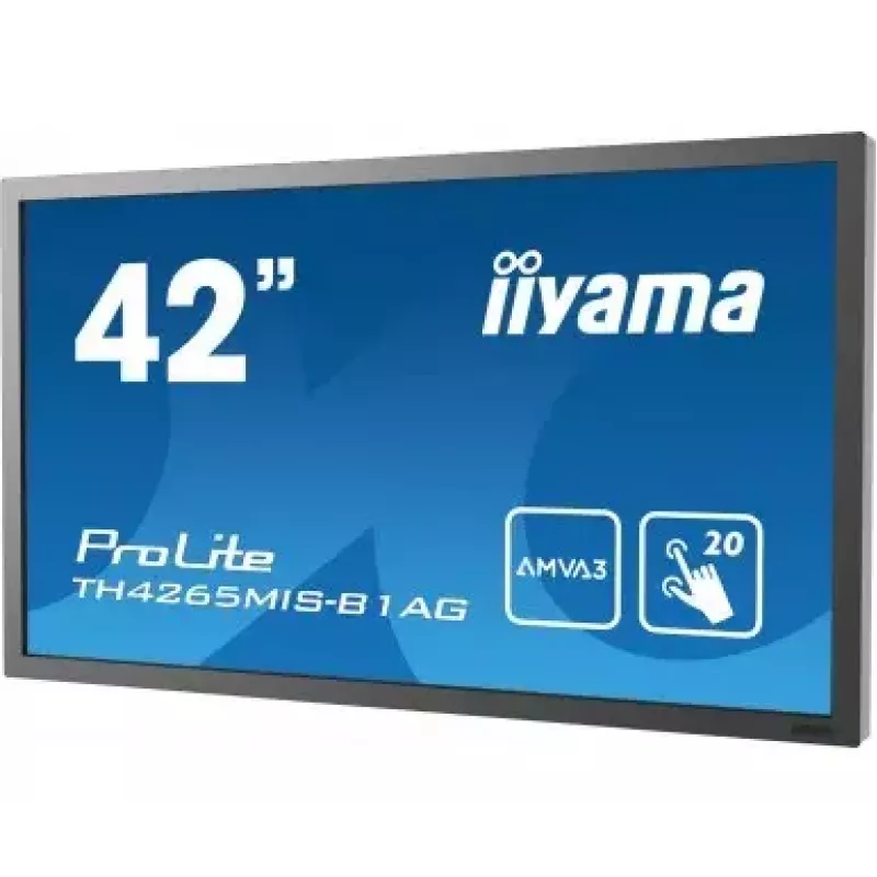 Monitor komputerowy IIYAMA ProLite TH4265MIS-B1AG, 42 cale (106,7 cm), Full HD 1920×1080, ekran dotykowy LED, 6,5 ms, 16:9, głośniki, VESA, czarny