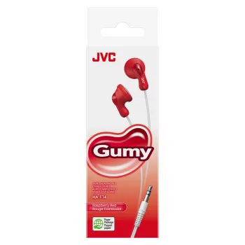 JVC F14 Gumy Słuchawki douszne przewodowe czerwone, Przewodowe, 16 - 20000 Hz, Muzyka, 17.1 g, Słuchawki, Czerwony