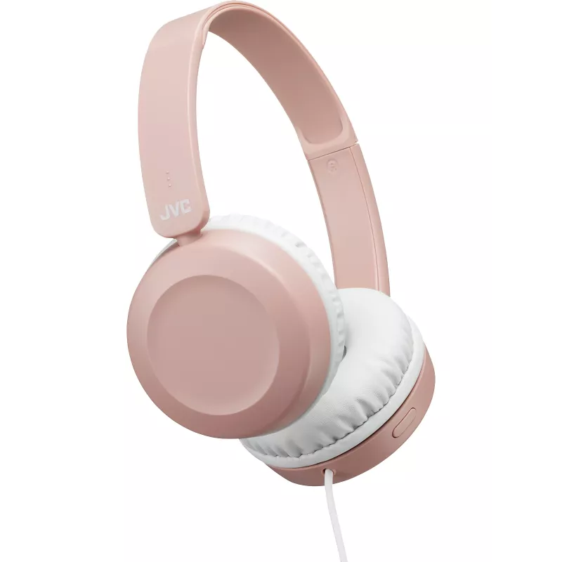 Słuchawki nauszne JVC Powerful Sound w kolorze różowym, przewodowe, 10–26000 Hz, połączenia/muzyka, 140 g, zestaw słuchawkowy, różowy
