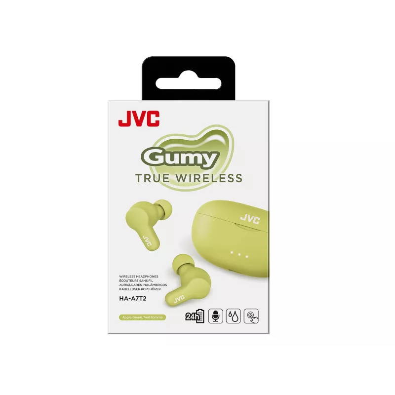 Bezprzewodowy zestaw słuchawkowy douszny JVC Gumy TWS Stix zielony — True Wireless Stereo Bluetooth, 20–20000 Hz, zasięg 10 m