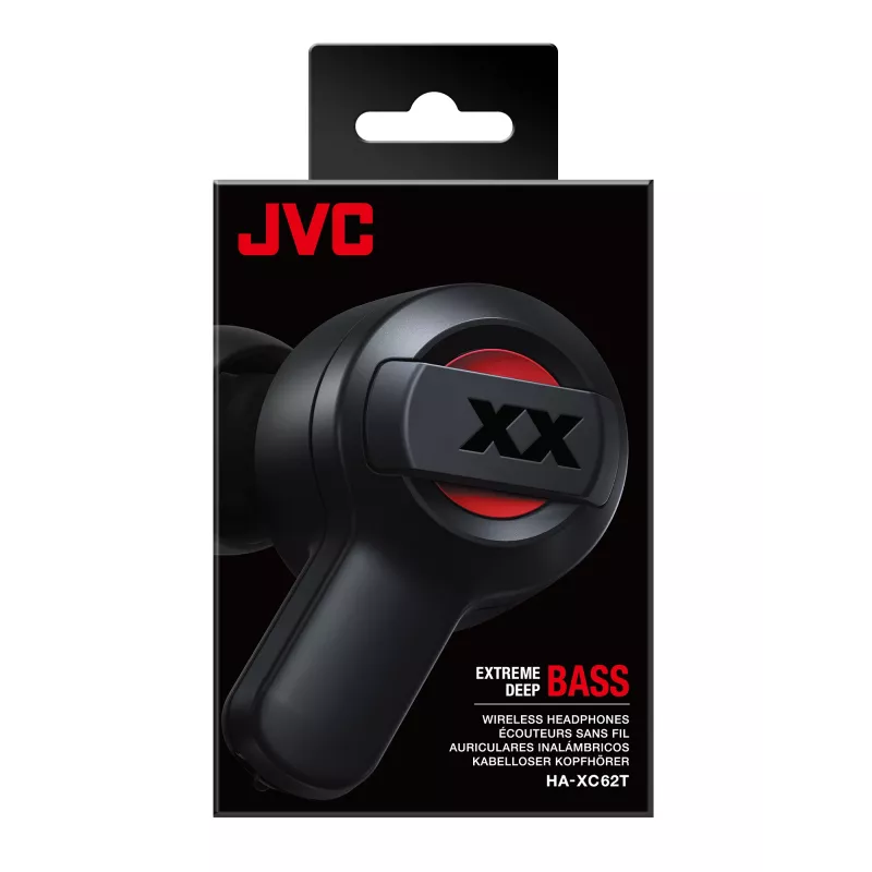 JVC XX Deep Bass Bezprzewodowe słuchawki douszne czarne, True Wireless Stereo (TWS), 20 - 20000 Hz, Połączenia/Muzyka, 8.8 g, Zestaw słuchawkowy, Czarny, Czerwony