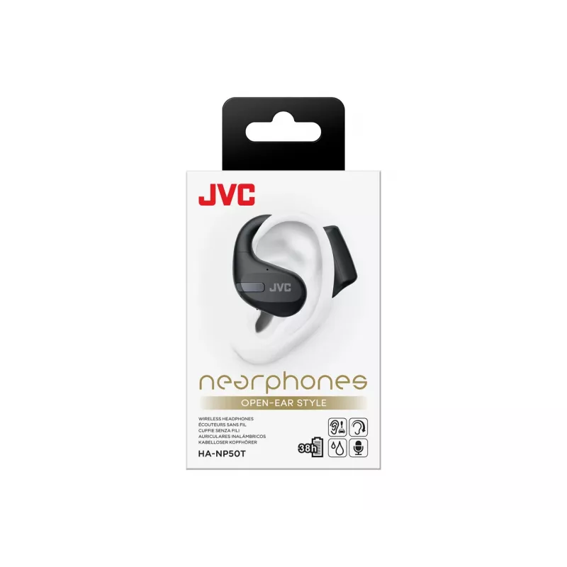 JVC HA-NP50T-B-U Nearphone TWS Czarny, True Wireless Stereo (TWS), 20 - 20000 Hz, Połączenia/Muzyka, 16 g, Zestaw słuchawkowy, Czarny