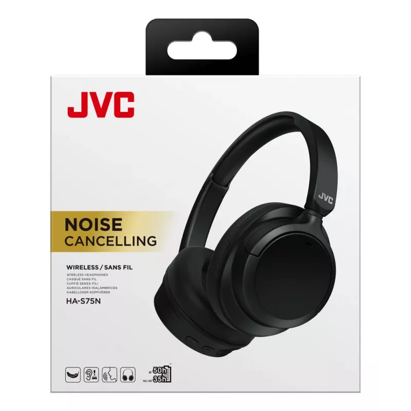 JVC Over Ear Noise Cancelling Headset Wireless Head-band Calls/Music USB Type-C Bluetooth Czarny