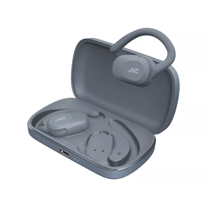 Zestaw słuchawkowy JVC HA-NP40T True Wireless Stereo (TWS) douszny z zaczepem na ucho Bluetooth, 20–20000 Hz, 10 m, szary