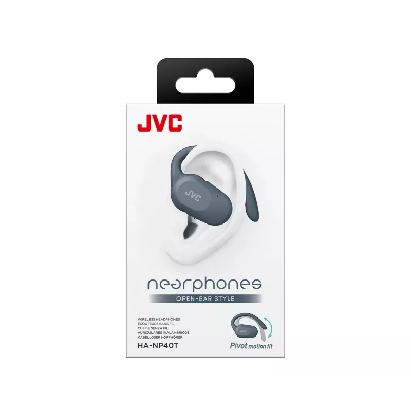 Zestaw słuchawkowy JVC HA-NP40T True Wireless Stereo (TWS) douszny z zaczepem na ucho Bluetooth, 20–20000 Hz, 10 m, szary