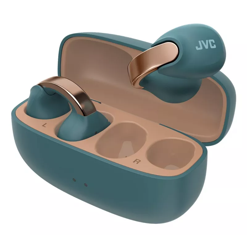 Zestaw słuchawkowy JVC HA-NP1T True Wireless Stereo (TWS) douszny na zaczep na ucho do połączeń/muzyki USB Type-C Bluetooth niebieski, złoty